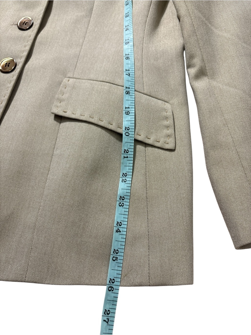 Kasper Beige Stitch Detail Blazer Petite 10 - Picture 9 of 10